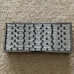 BCBG silver beaded clutch